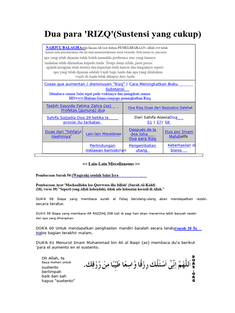 Cara Meningkatkan Rizq dalam Islam | PDF