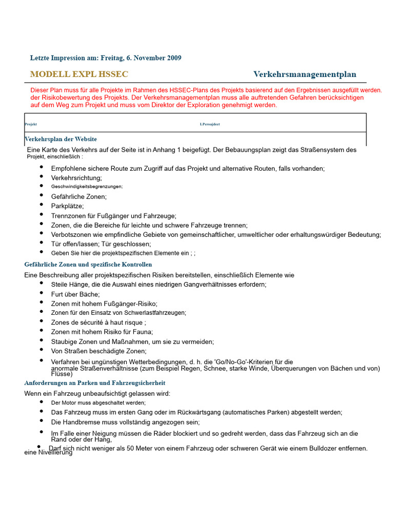 Modell Eines Verkehrsmanagementplans | PDF