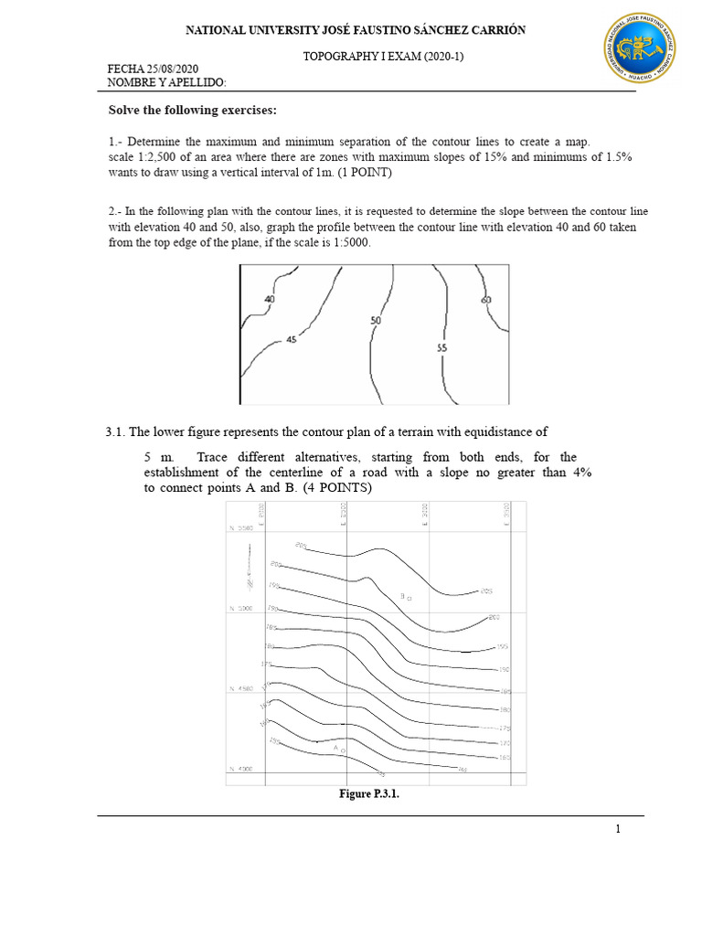 Topography Exam Solutions 2020-1 | PDF | Contour Line | Topography