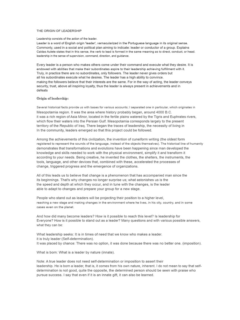The Origins and Evolution of Leadership | PDF | Leadership ...