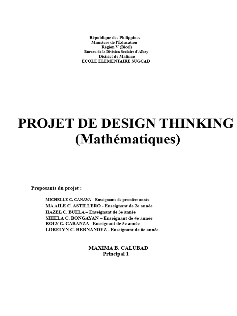 Projet Design Thinking en Mathématiques | PDF | Mathématiques