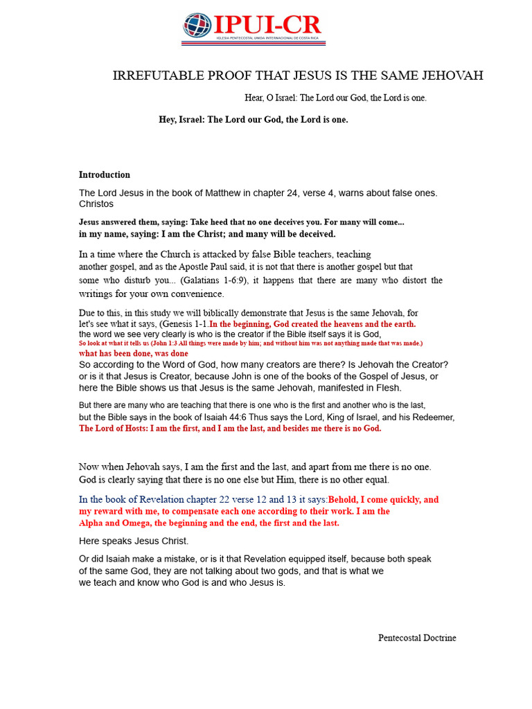 Irrefutable Proof That Jesus Is The Same Jehovah | PDF | Jesus | Logos ...