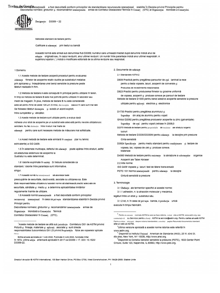 Astm d3359 22 Spaniolă | PDF