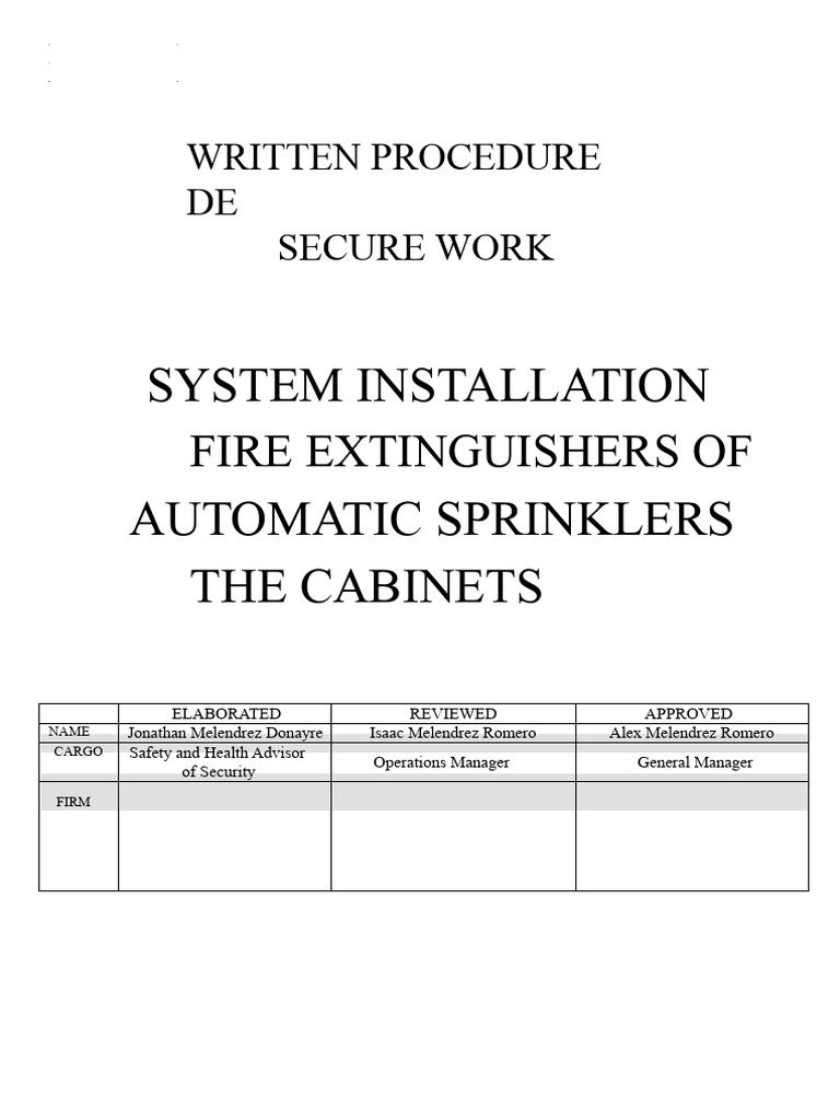 Fire Sprinkler Installation Safety Procedure | PDF | Pipe (Fluid ...