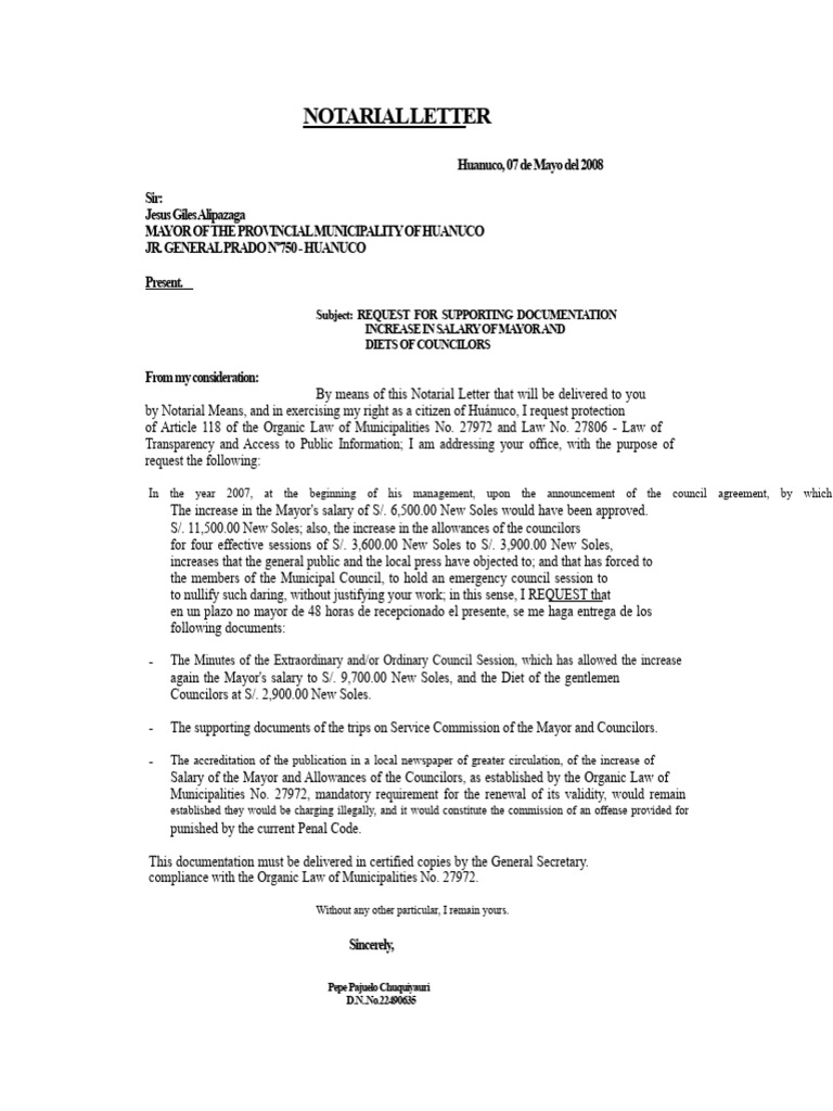 Notarial Letter Market Model | PDF | Governance | Government