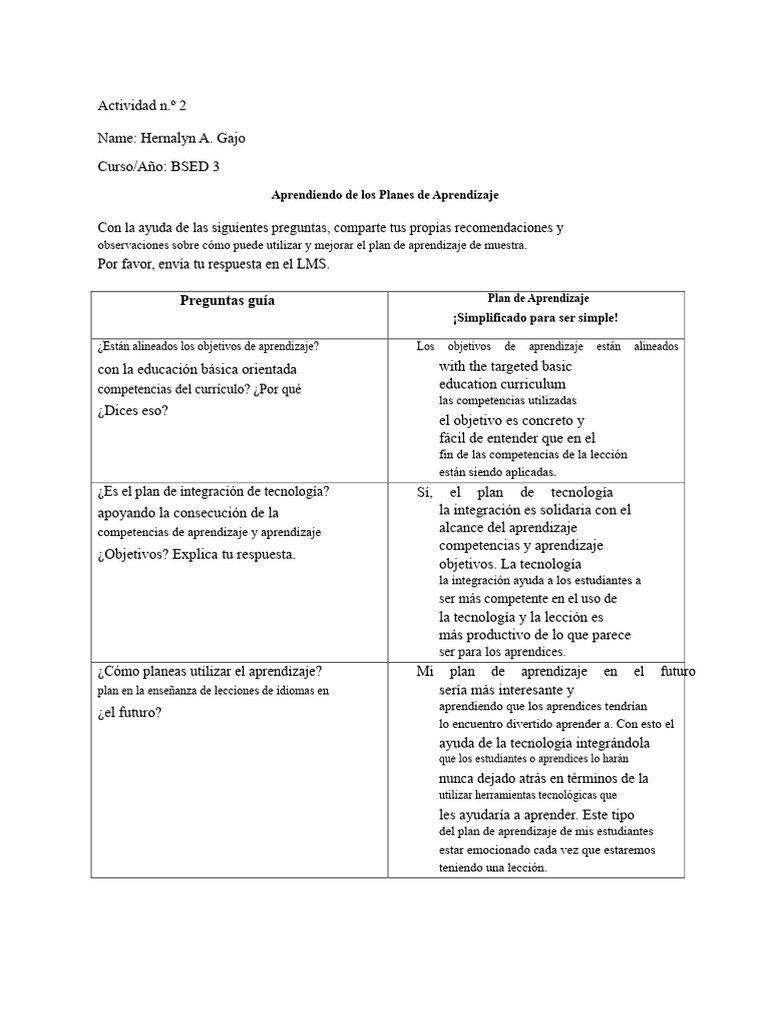 Actividad N.º 2 | PDF | Plan de estudios | Aprendizaje