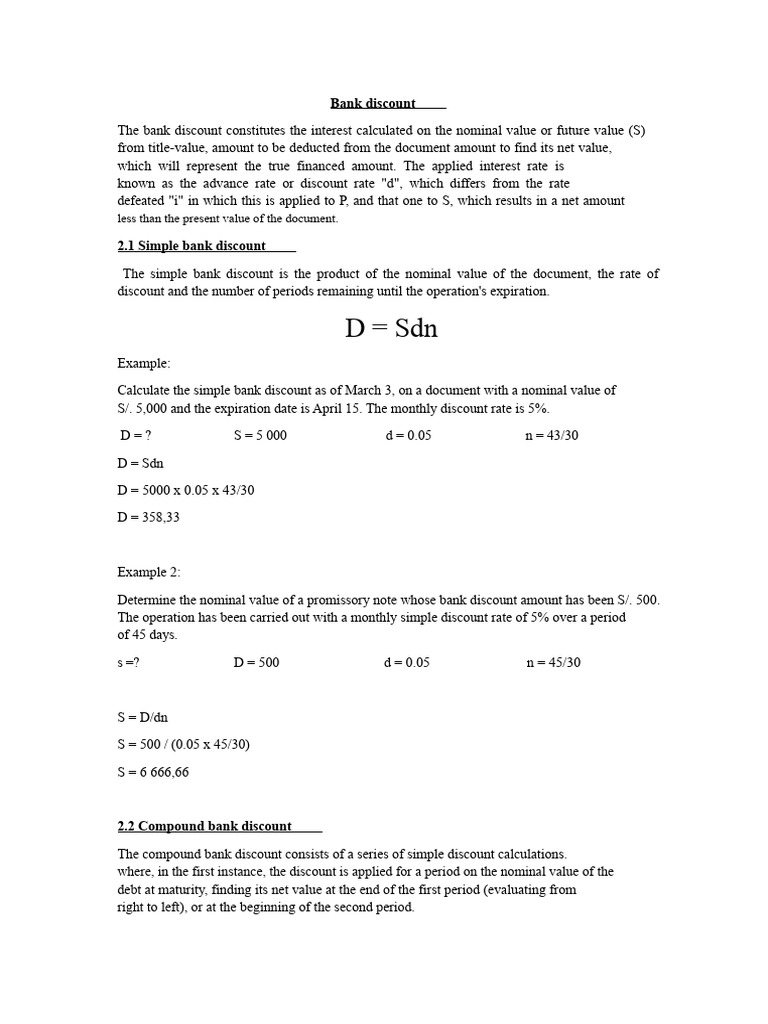 Simple Bank Discount | PDF | Discounting | Discounted Cash Flow