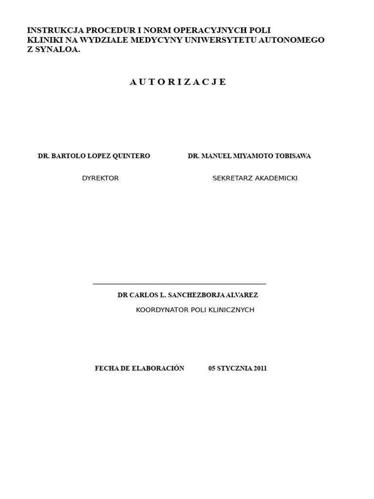 Nowy Podręcznik Procedur Pola Kliniczne 2011 | PDF