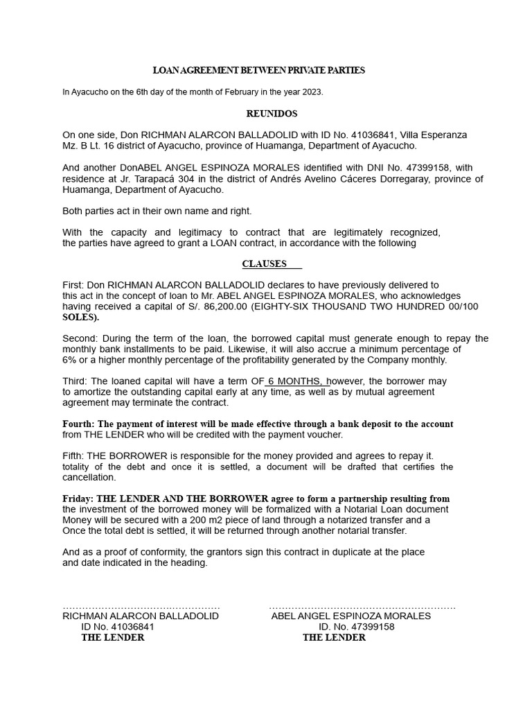Loan Agreement 2025 | PDF | Loans | Interest