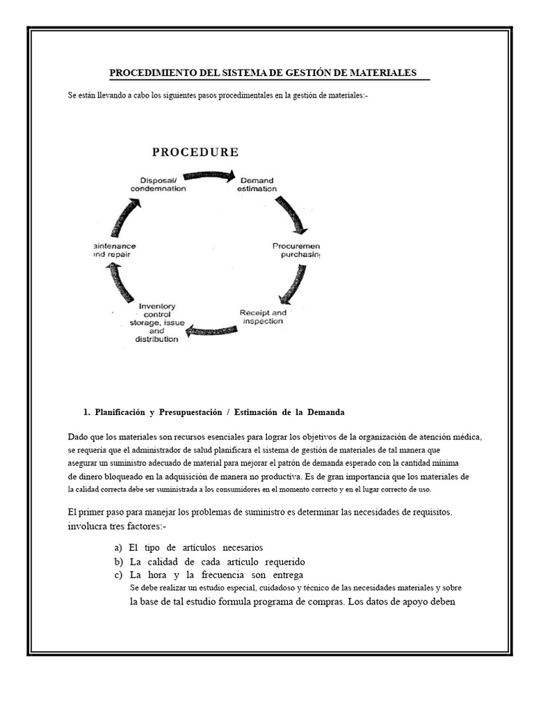 Procedimiento de Gestión de Materiales | PDF | Calidad (comercial ...