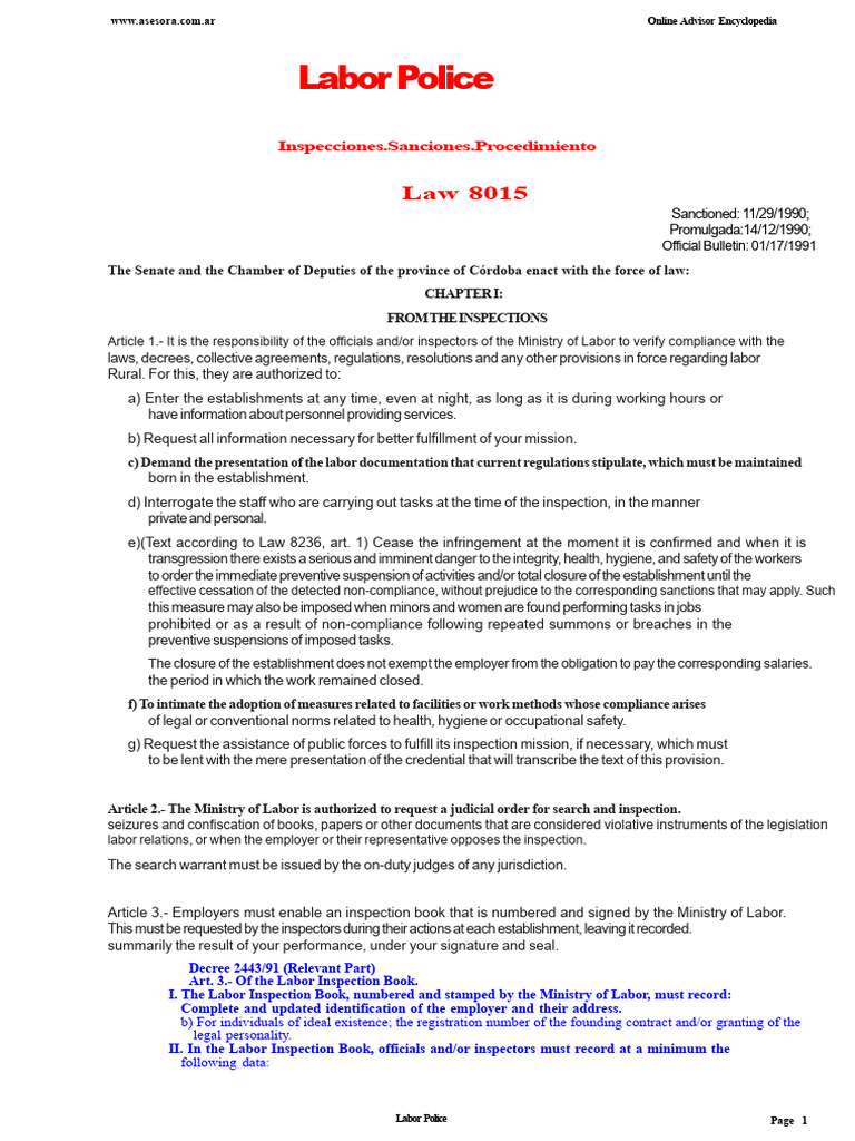 Labor Inspection and Sanctions Guide | PDF | Cost Of Living | Fine ...