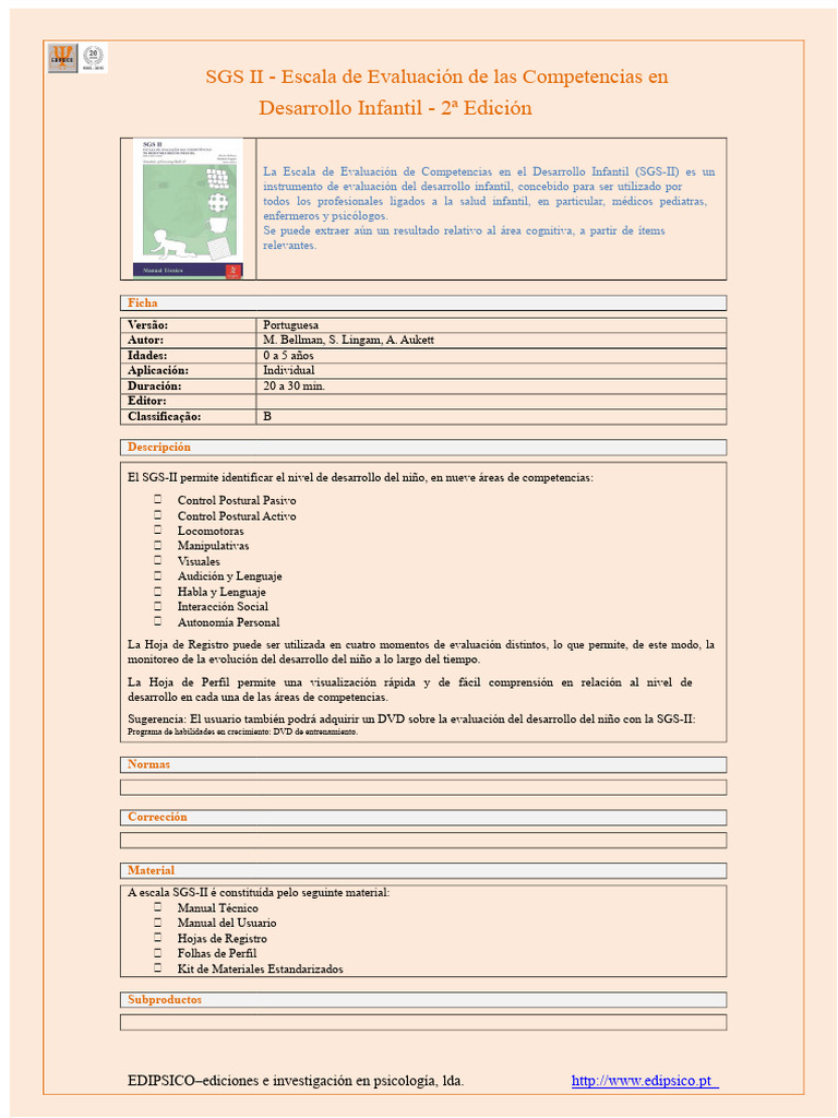 Evaluación SGS-II en Desarrollo Infantil | PDF