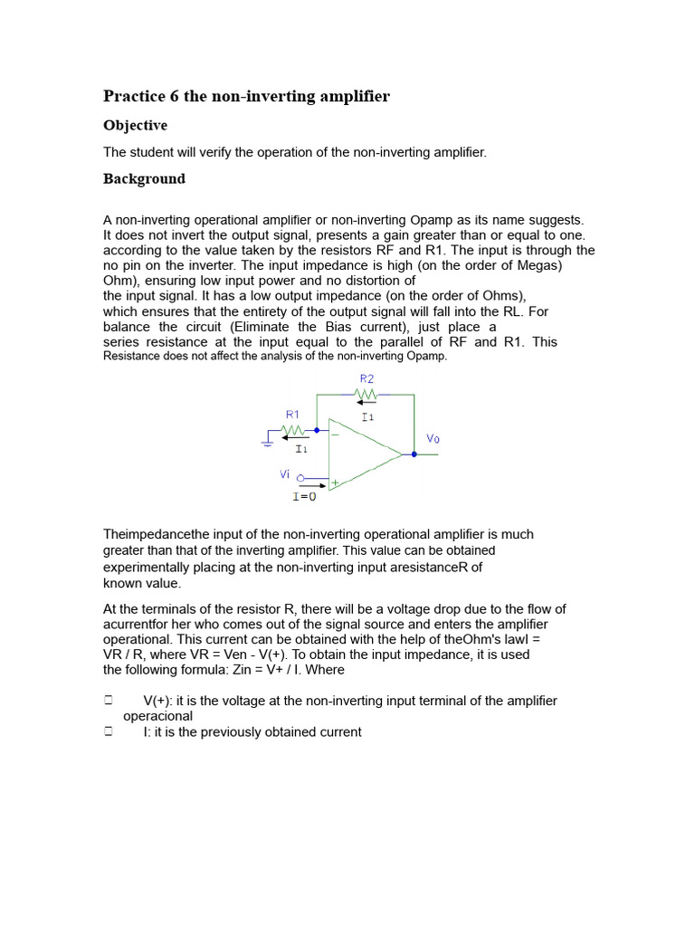 Non-Inverting Amplifier Operation Guide | PDF
