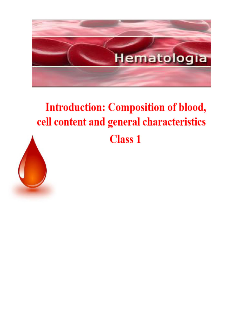Class 1 - Introduction To Hematology | PDF | White Blood Cell | Granulocyte