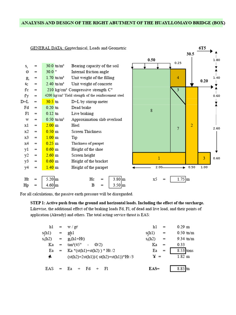 Huayllomayo Bridge Abutment Design Analysis | PDF | Building ...