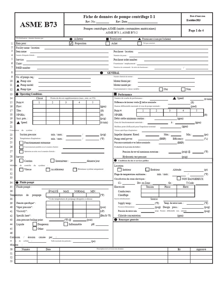 Fiche de Données Native Asme b73.1 | PDF | Tuyau | Pompe