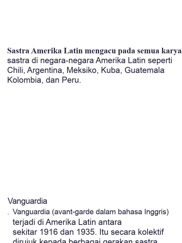 Gerakan Sastra Amerika Latin 1916-1990 | PDF