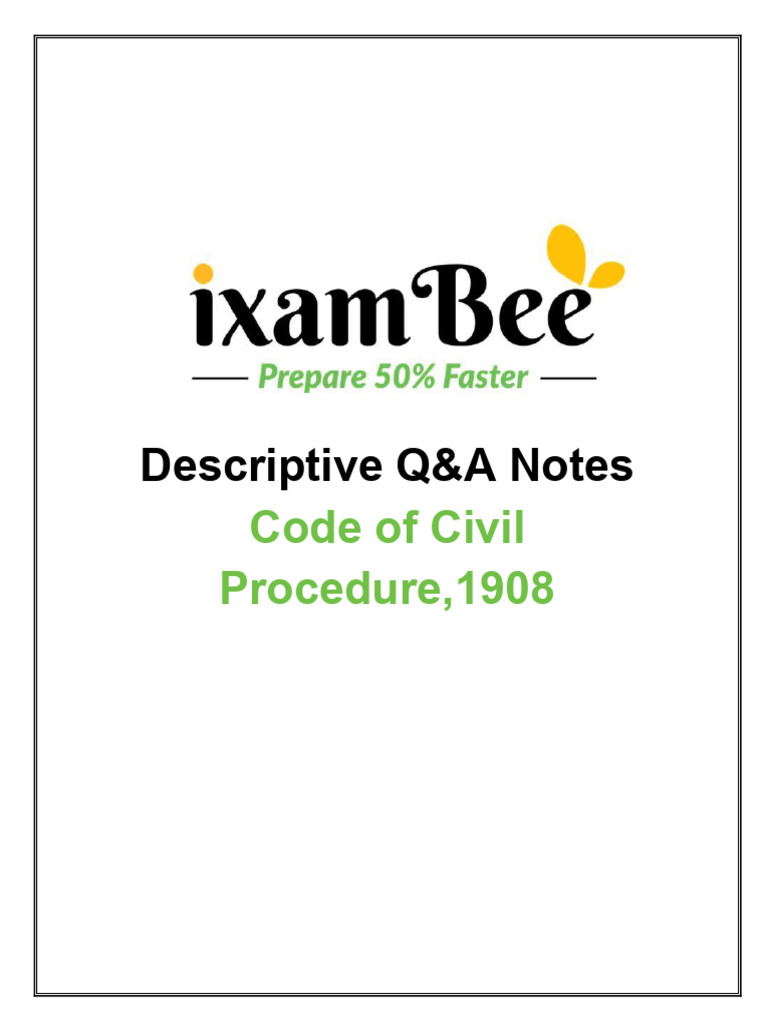 Descriptive Q&A Notes: Code of Civil Procedure, 1908 | PDF | Lawsuit ...