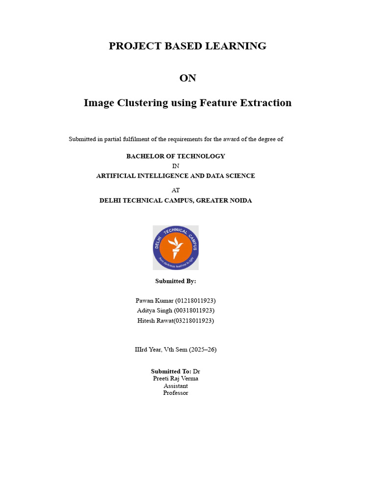 Image Clustering with Feature Extraction | PDF | Cluster Analysis ...