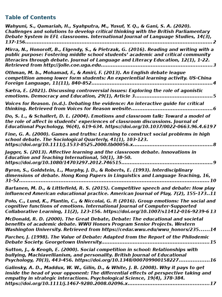 Enhancing Critical Thinking via Debate | PDF | Affect (Psychology ...