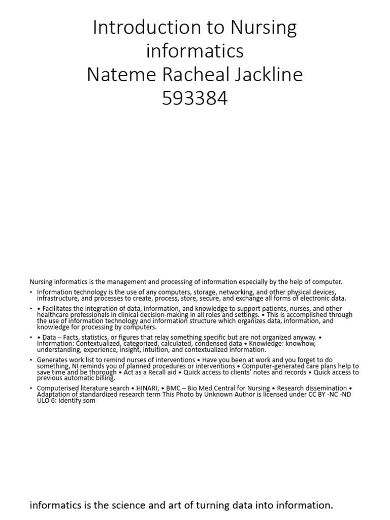 Overview of Nursing Informatics | PDF | Data | Health Informatics
