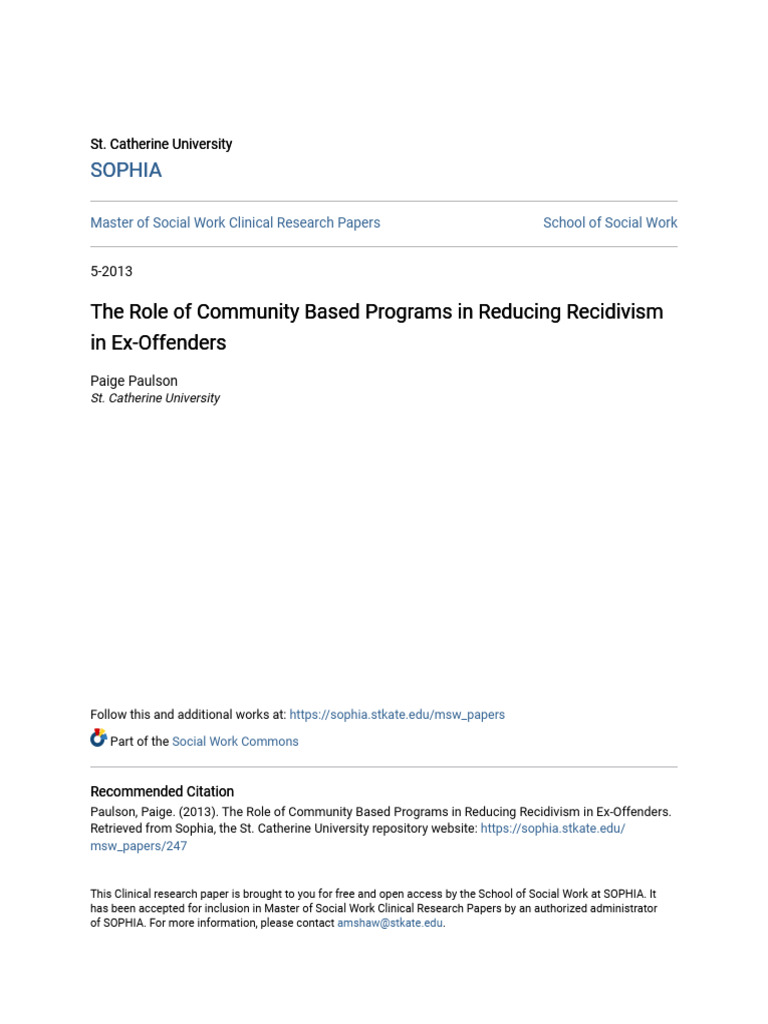 Community Programs Reducing Ex-Offender Recidivism | PDF | Recidivism ...