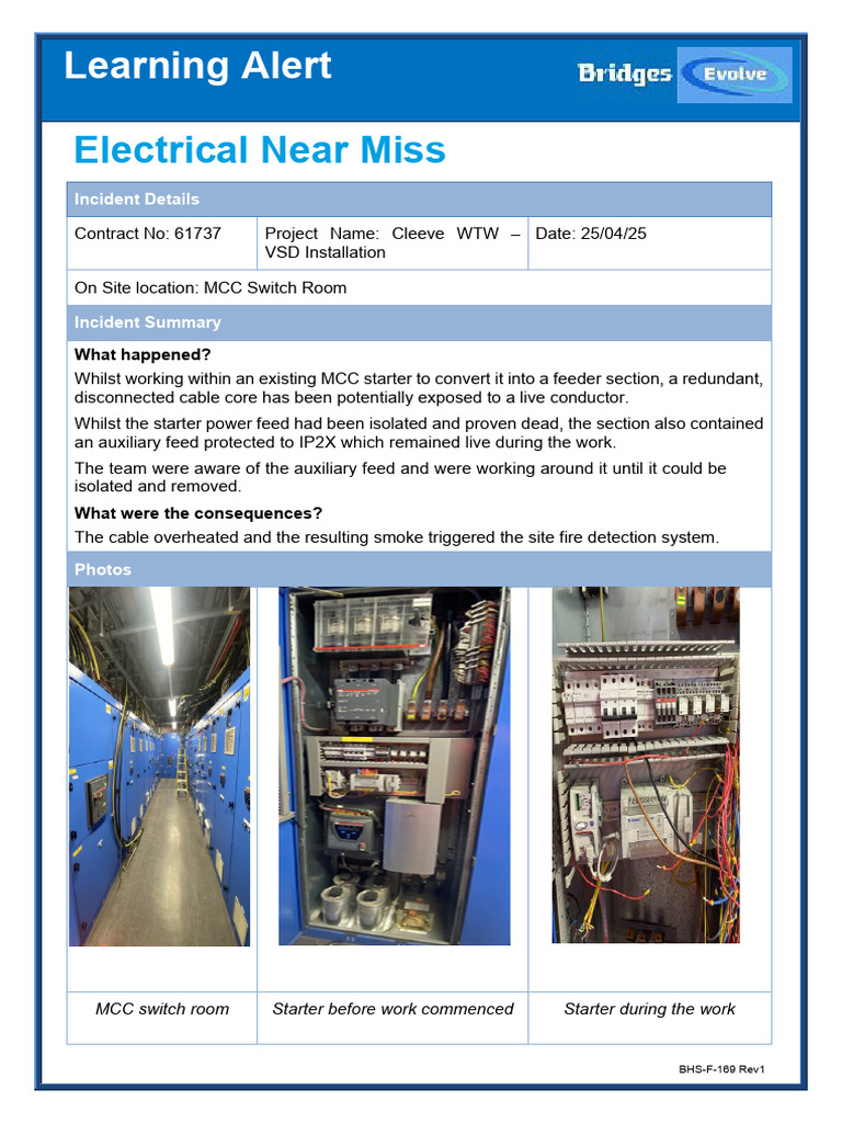 Electrical Near Miss Learning Alert | PDF | Risk Assessment | Risk