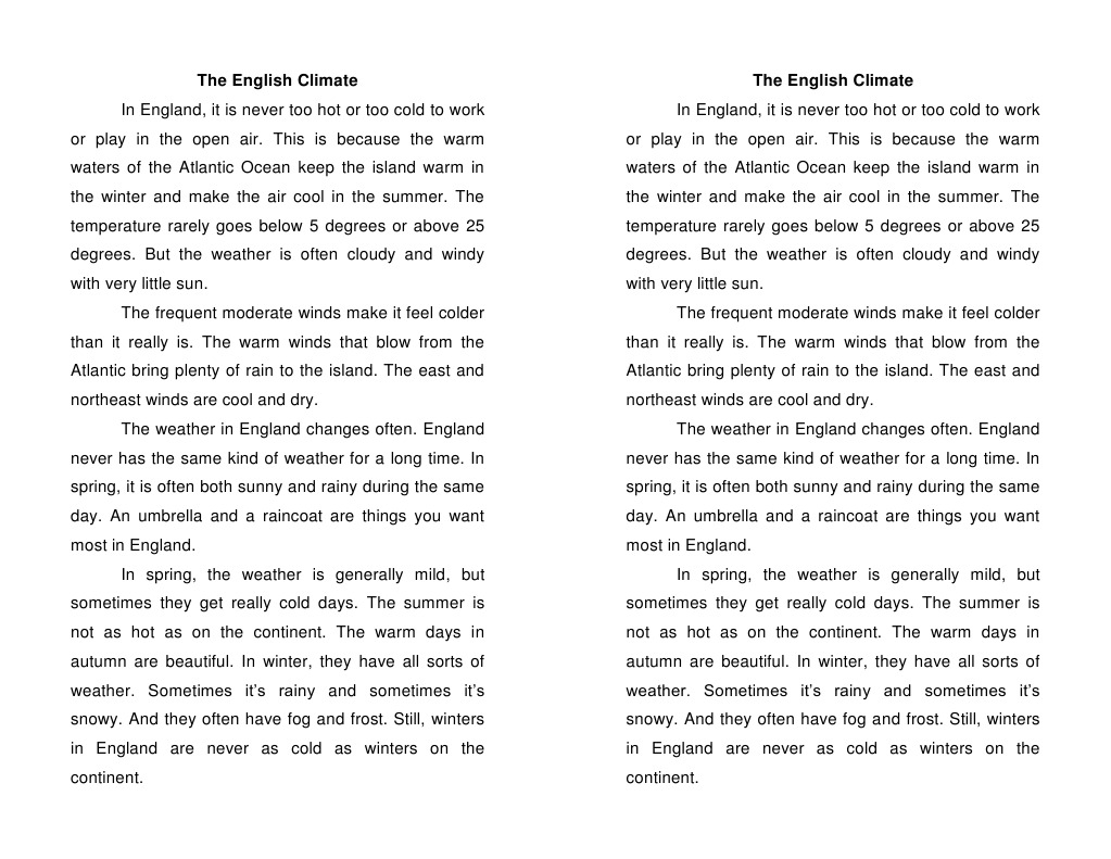 English Climate Text | PDF