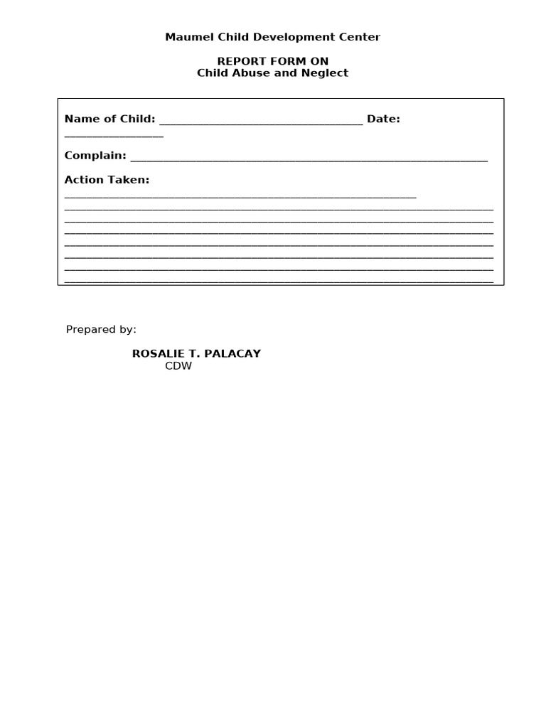 Child Abuse and Neglect Report Form | PDF