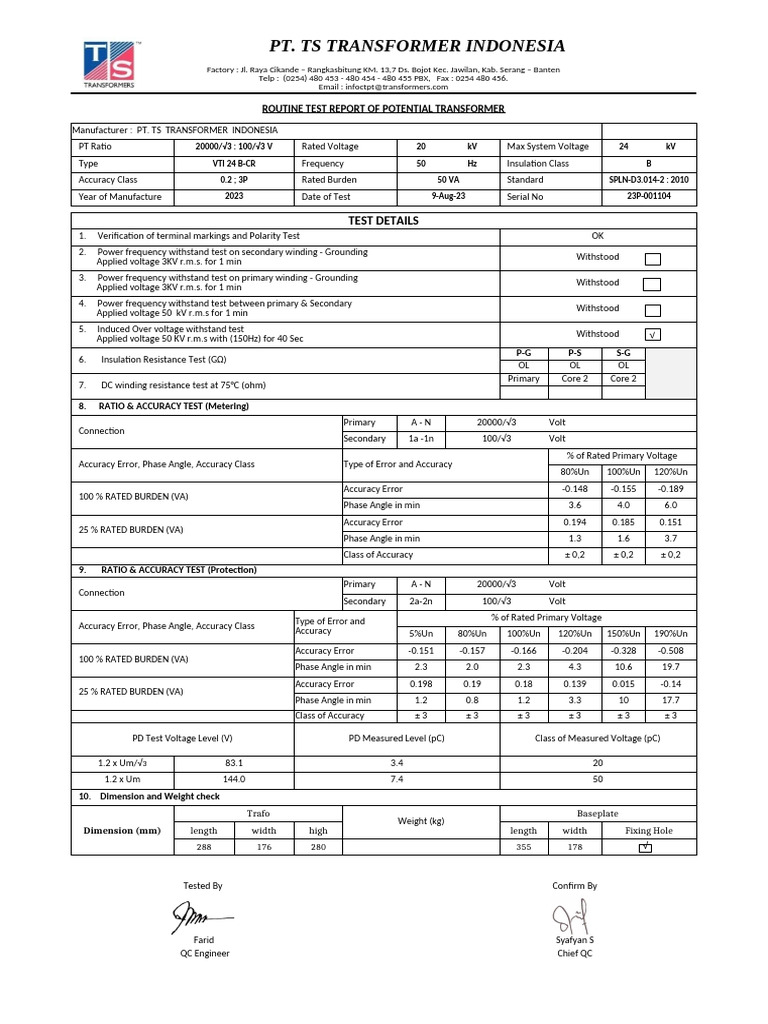 Routine Test Report for Transformers | PDF | Transformer | Electromagnetism