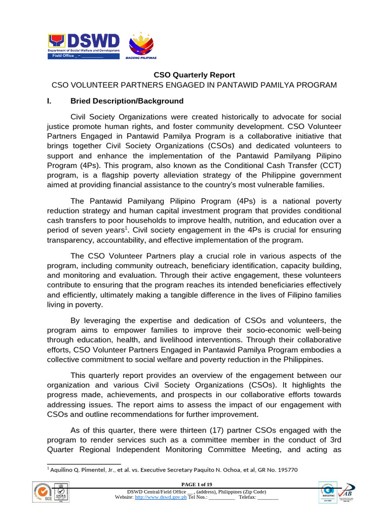 3rd Quarter CSO Engagement | PDF | Non Governmental Organization ...