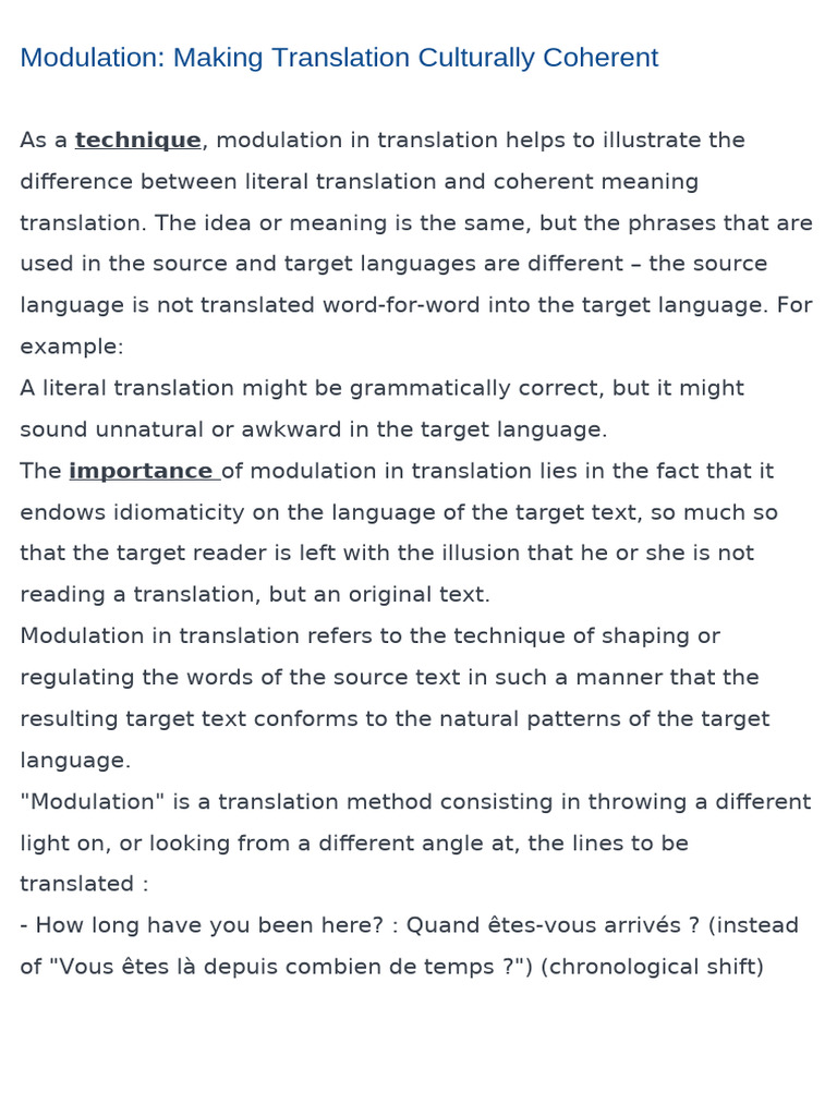 Modulation in Translation Techniques | PDF | Translations | Syntax