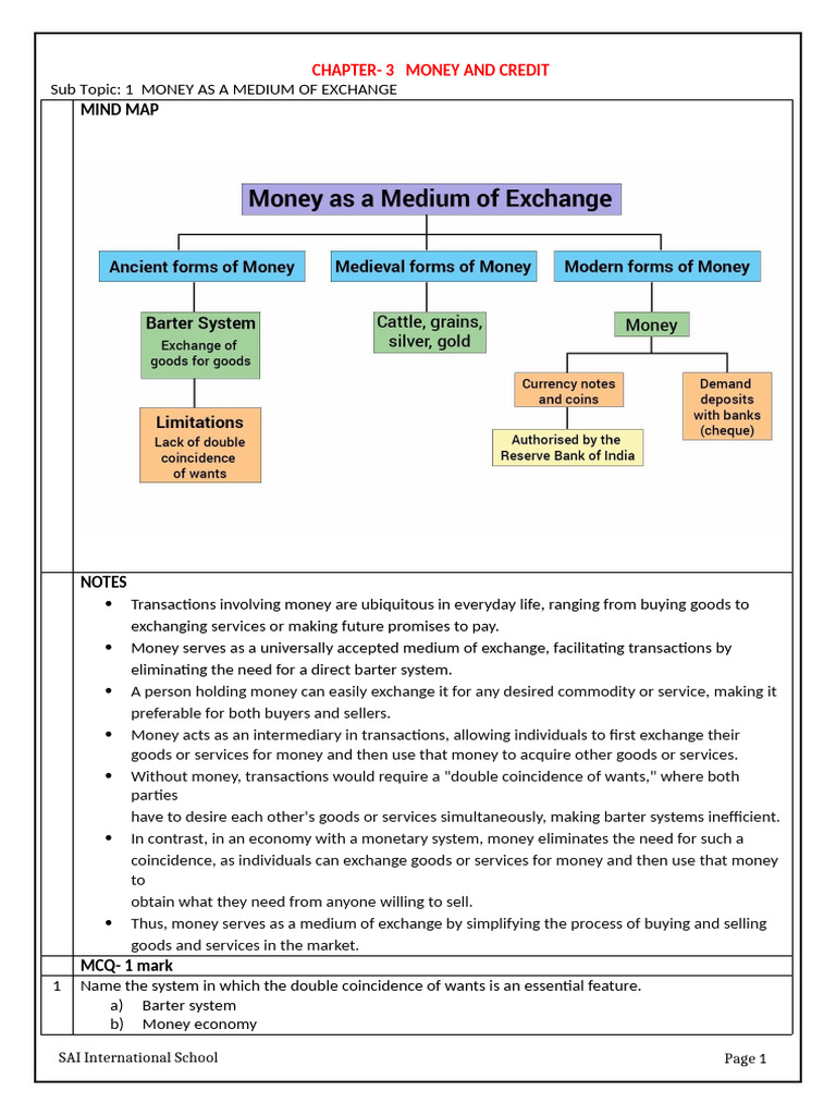 Money as a Medium of Exchange Explained | PDF | Loans | Collateral ...