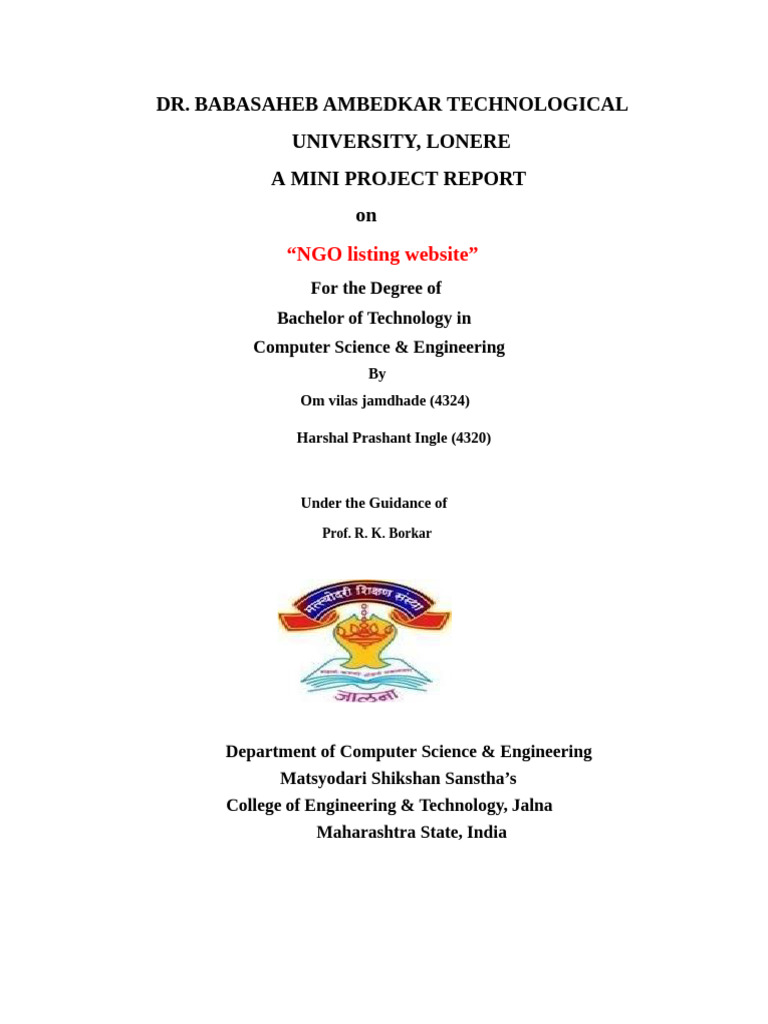 Mini Project-II Final Report Format | PDF | Software Engineering ...