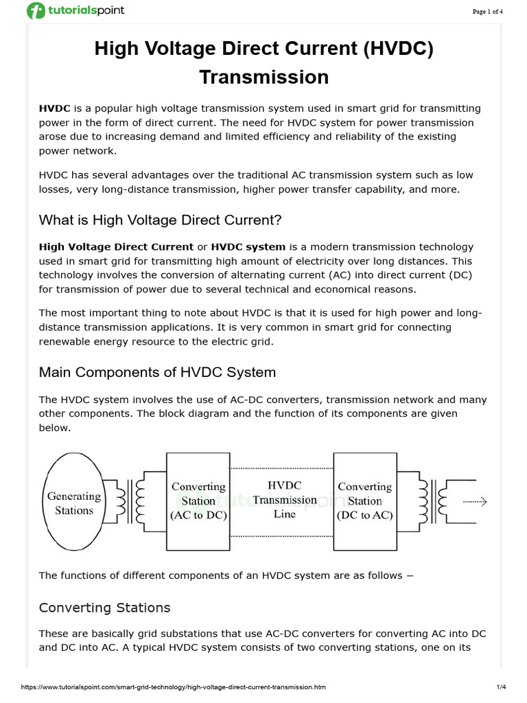 HVDC Transmission: Benefits & Components | PDF | High Voltage Direct ...