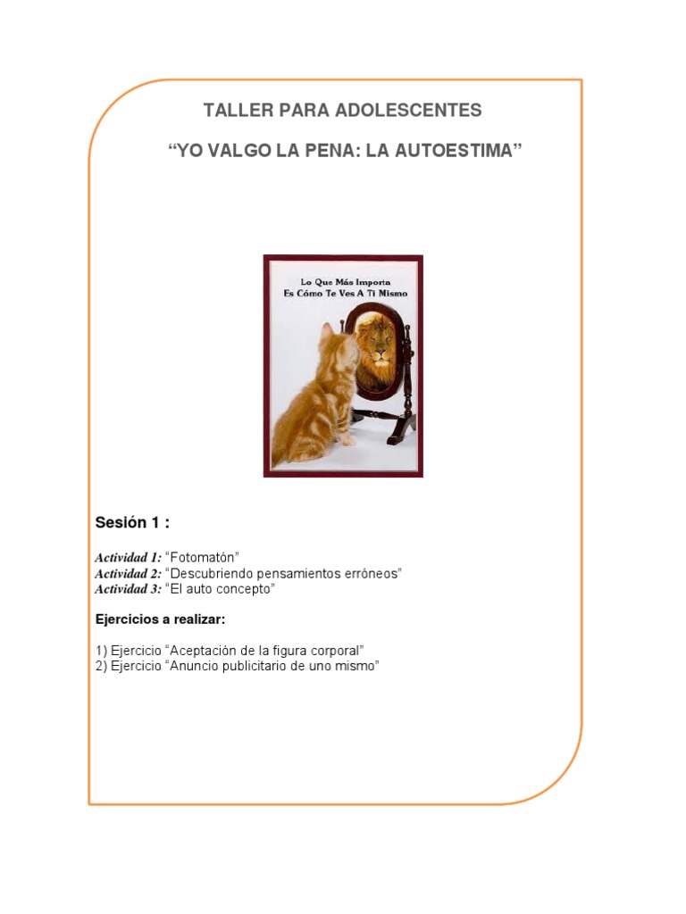 Taller de Autoestima para Adolescentes | PDF | Autoestima | Sicología