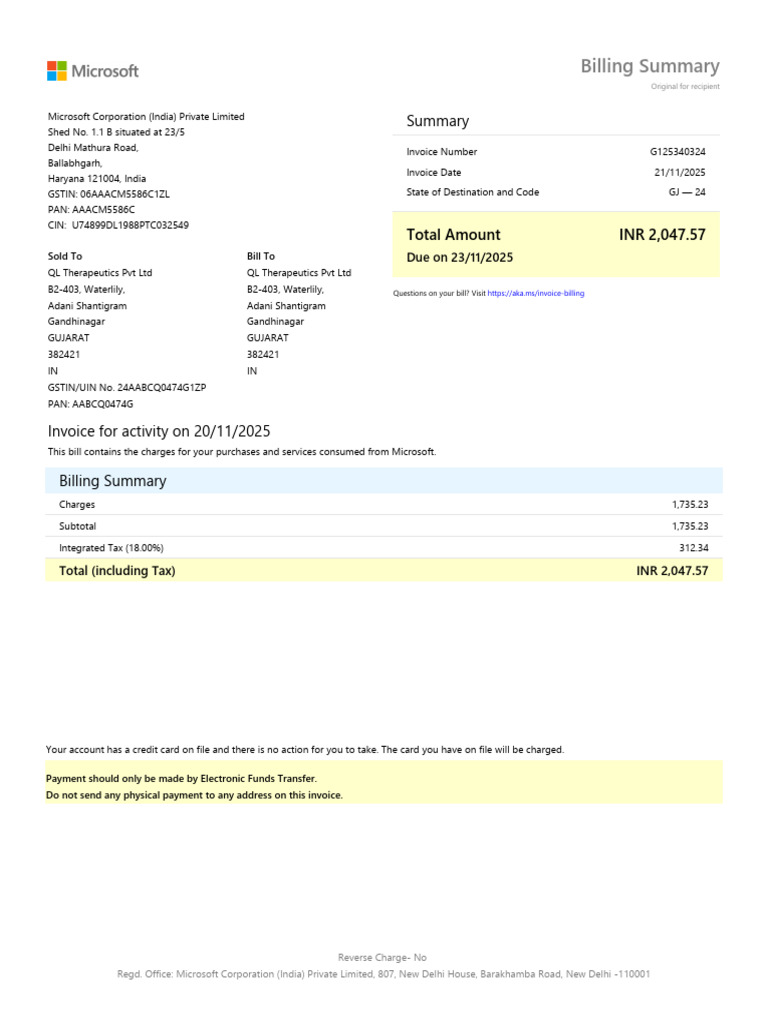 Billing Summary: Total Amount INR 2,047.57 | PDF | Invoice | Money