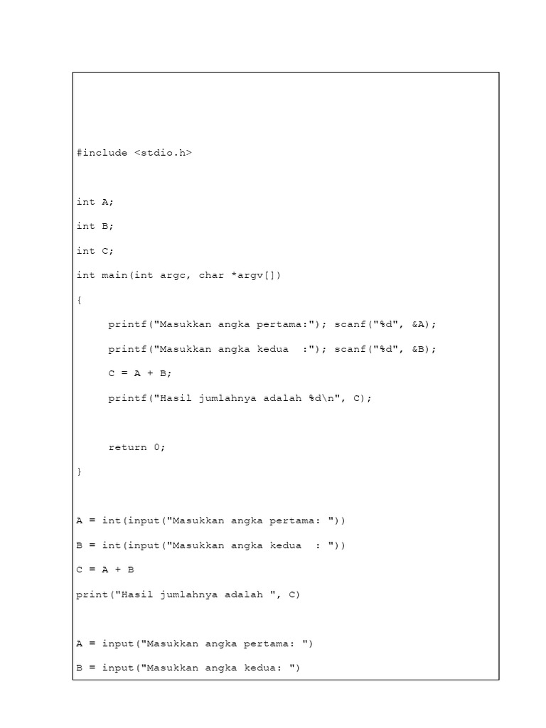 Contoh Kode Menghitung di C, Python, R | PDF