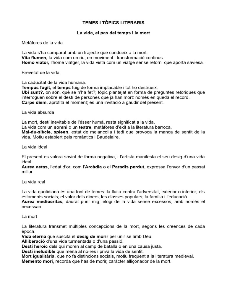 Temes I Topics Literaris | PDF