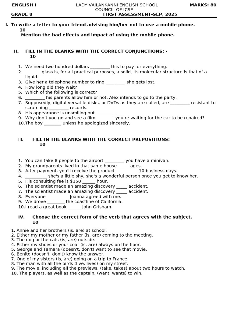 English 1 Grade 6 | PDF