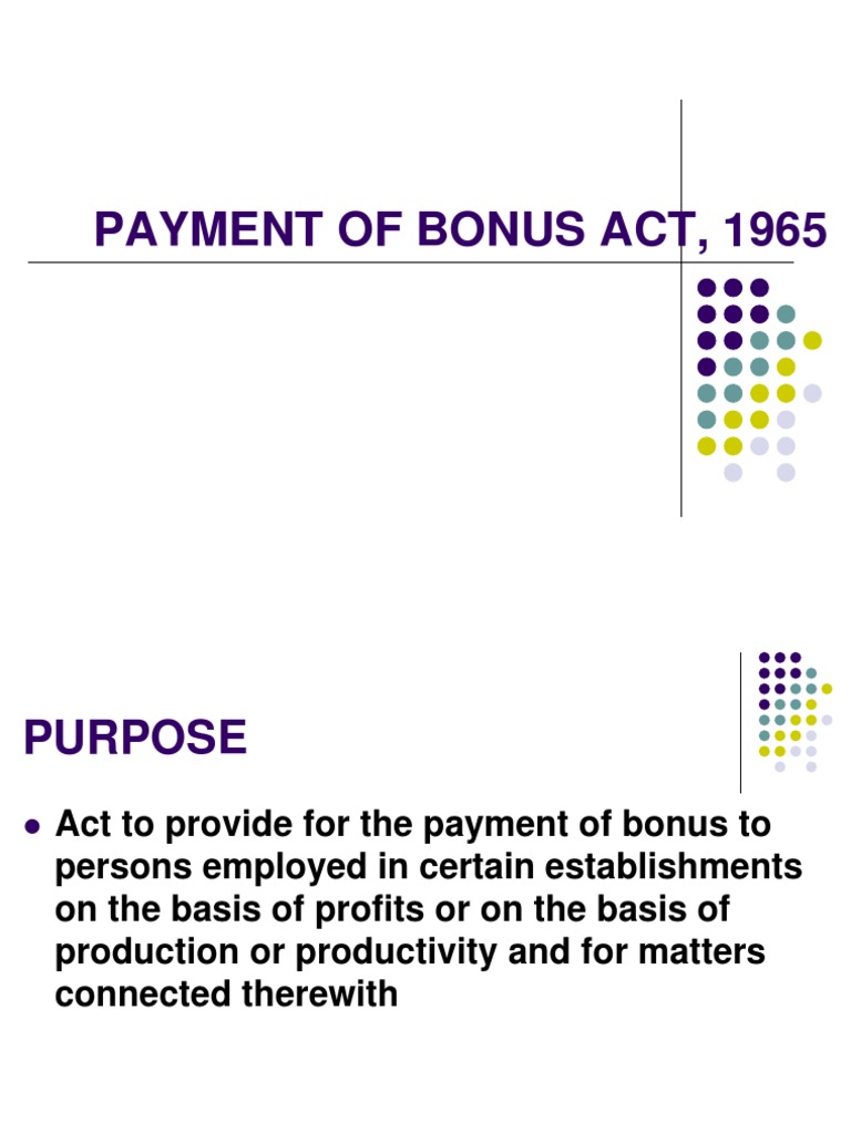 Payment of Bonus Act, 1965 PDF Wage Employment