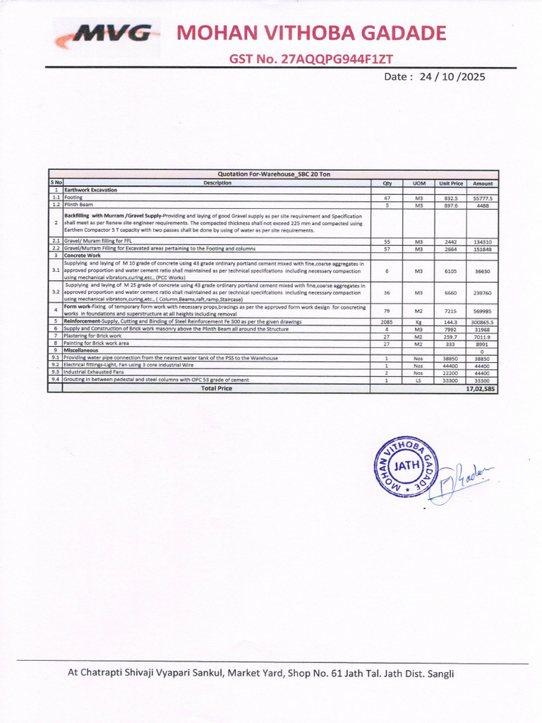 Quotation For - Warehouse | PDF