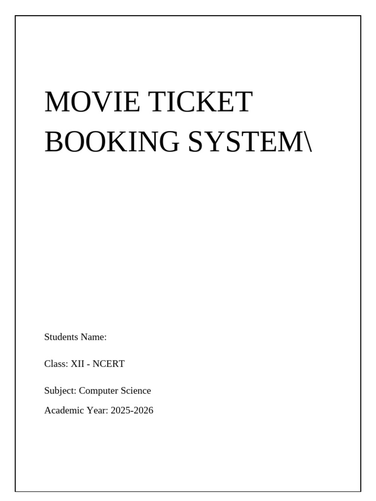 Movie Ticket Booking System Project | PDF | Python (Programming ...