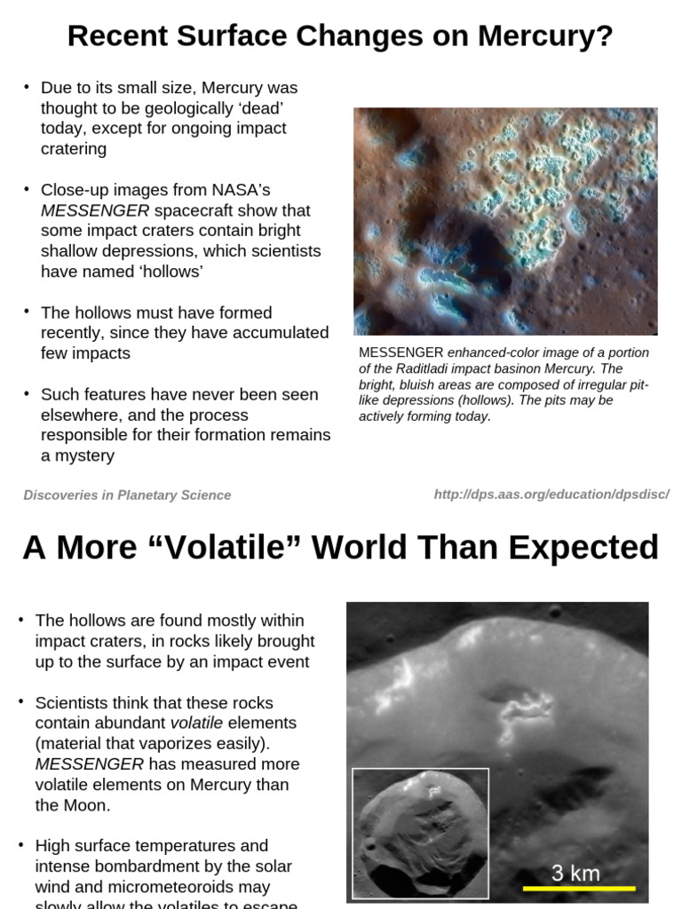 Mercury Hollows | PDF | Mercury (Planet) | Impact Crater
