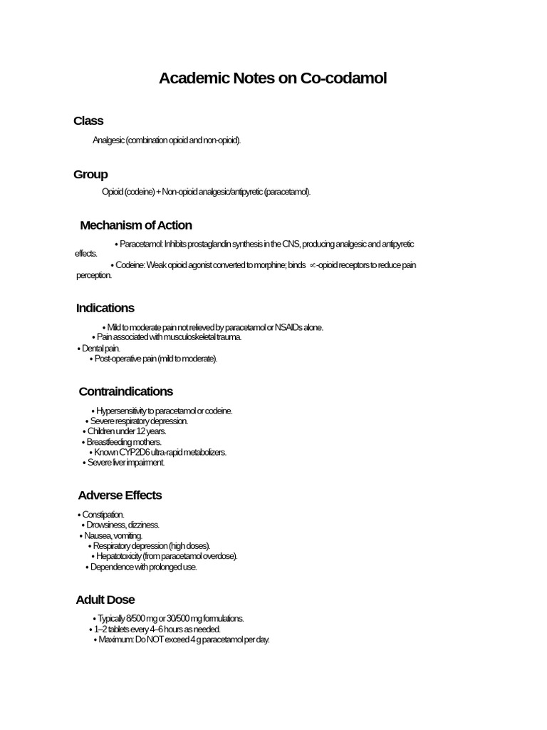 Cocodamol Academic Notes | PDF