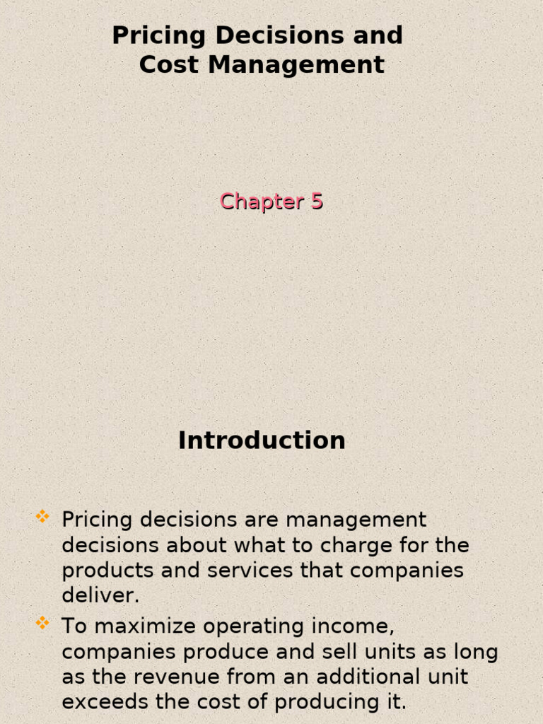 Chap 5 - Pricing | PDF | Pricing | Long Run And Short Run