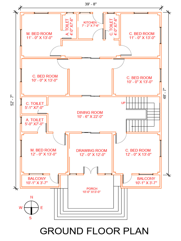 Ground Floor Plan with Room Dimensions | PDF