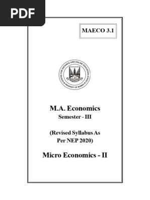 Microeconomics II Syllabus - M.A. Economics | PDF | Cost Of Living