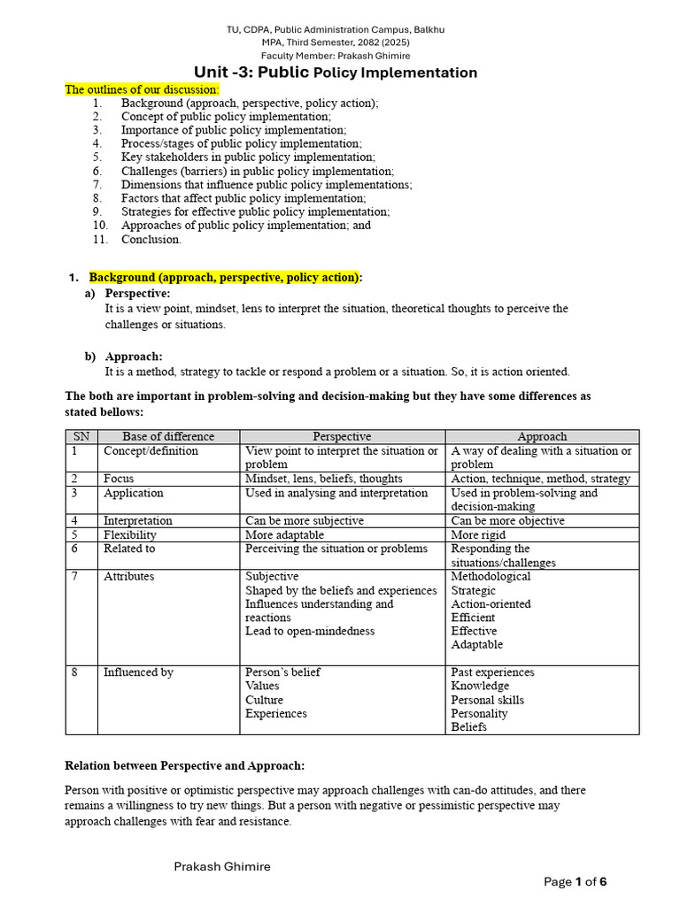 PMA 3rd Sem Chapter - 3 Policy - Implementation-2 - Student Shared ...