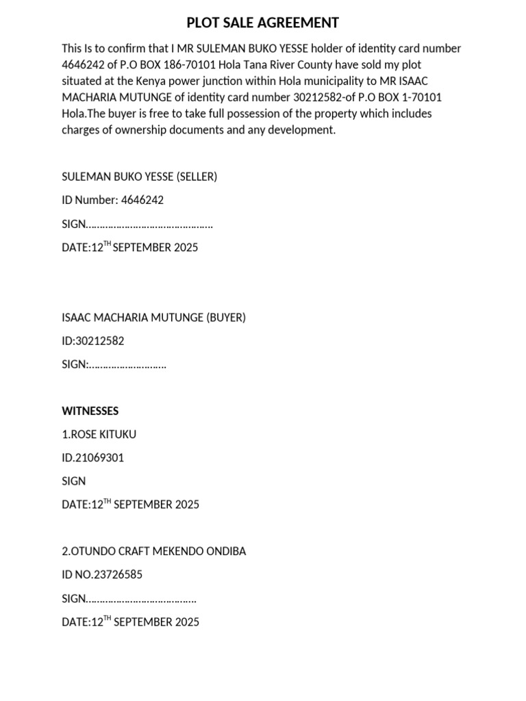 Plot Sale Agreement | PDF